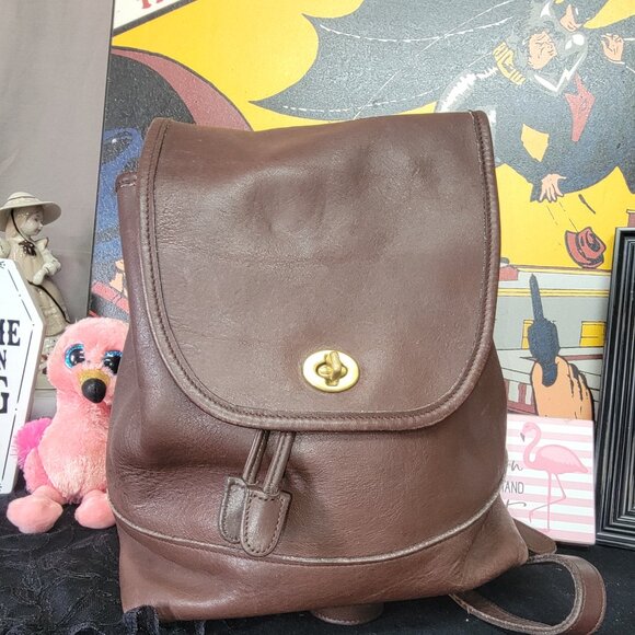 PRICE DROP Coach Womens Backpack Brown Square Turnlock Pockets Adjustable Strap - Picture 7 of 16